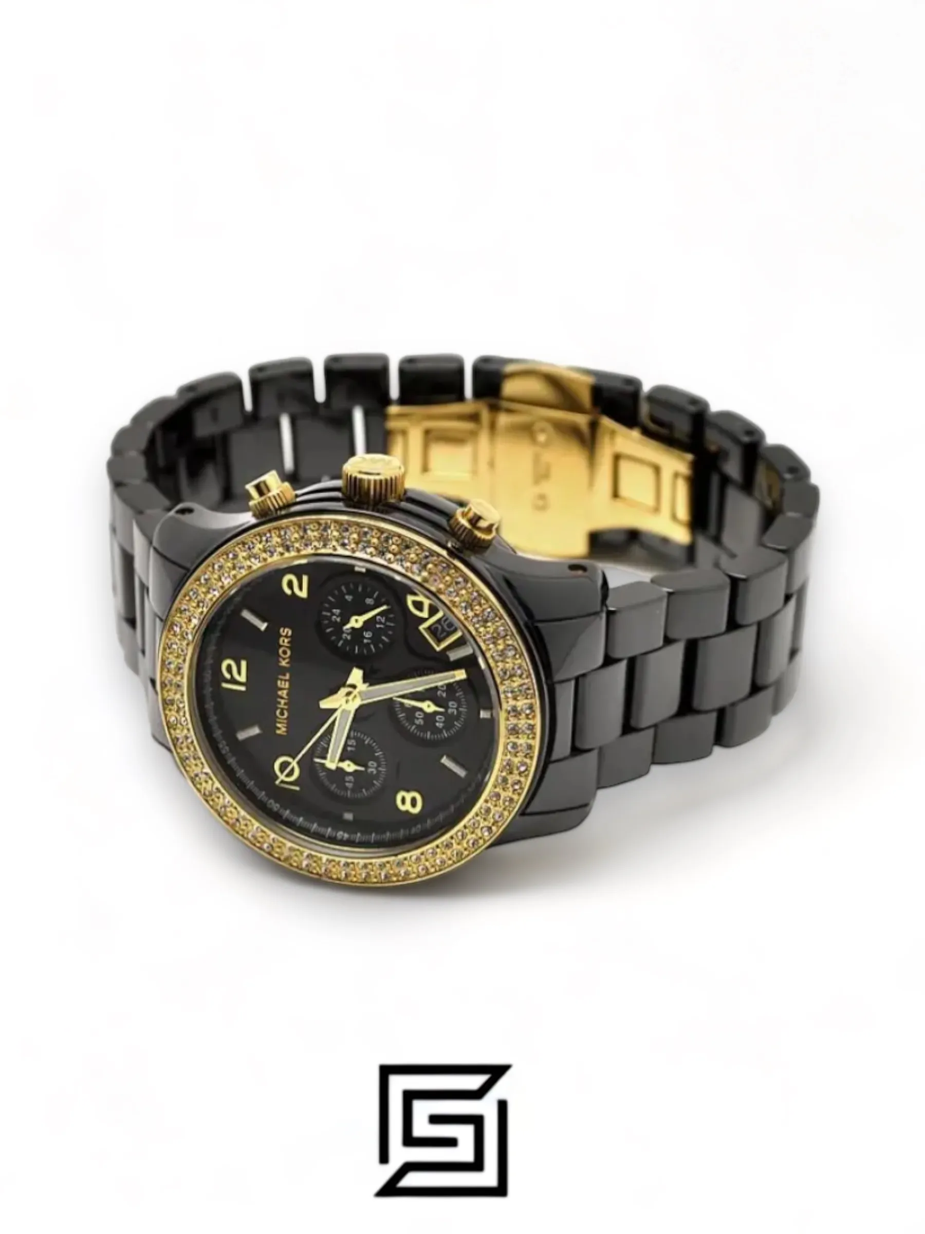 Original Watches,Women Michael Kors original-watches Women's Black Ceramic Runway Gold Glitz Watch - MK5270 Michael Kors