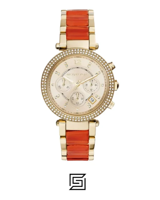 For women,Watches Michael Kors watches MK6139 Women's Golden Peach Stainless Steel Crystal Accented Chronograph Watch Michael Kors