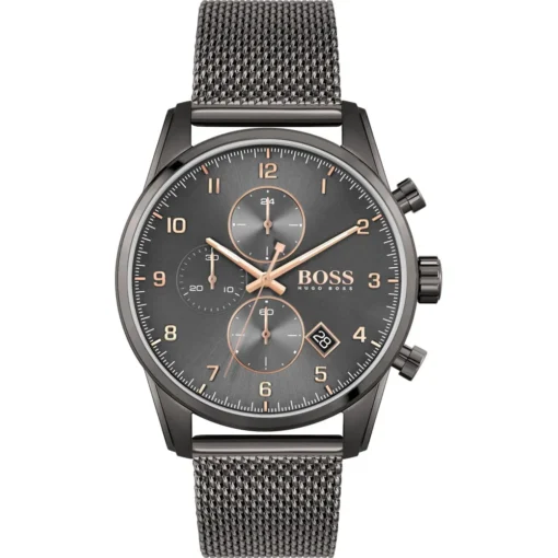 For men,Original Watches Hugo Boss original-watches Chronograph Quartz Watch for Men with Grey Stainless Steel Mesh Bracelet - 1513837, Grey, bracelet Hugo Boss