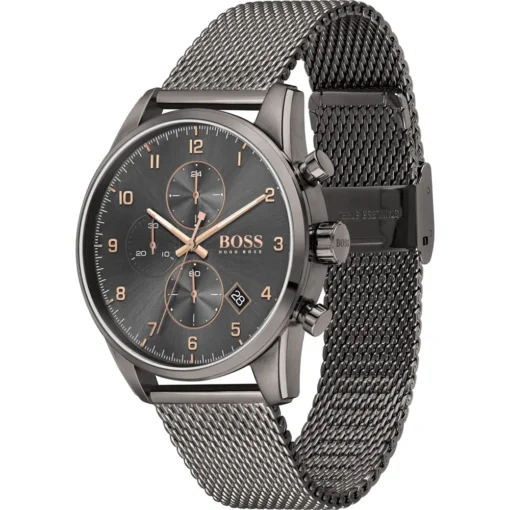 For men,Original Watches Hugo Boss original-watches Chronograph Quartz Watch for Men with Grey Stainless Steel Mesh Bracelet - 1513837, Grey, bracelet Hugo Boss