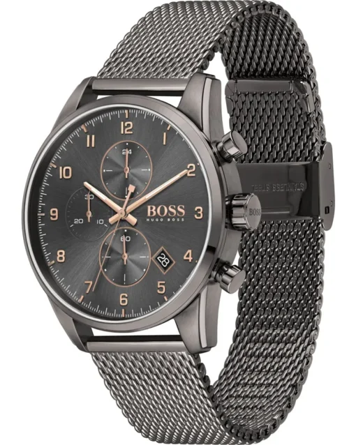 For men,Original Watches Hugo Boss original-watches Chronograph Quartz Watch for Men with Grey Stainless Steel Mesh Bracelet - 1513837, Grey, bracelet Hugo Boss