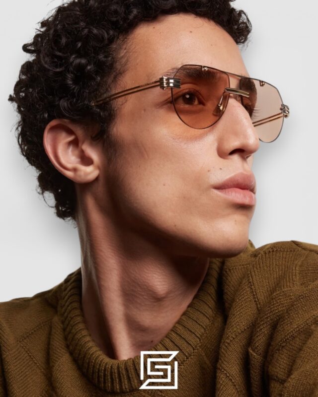 Bottega Veneta BV1342 002 Light Honey Lenses and Silver x Gold Frame Luxury Aviator Sunglasses