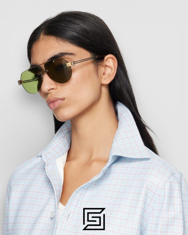 Bottega Veneta BV1342 002 Light Honey Lenses and Silver x Gold Frame Luxury Aviator Sunglasses