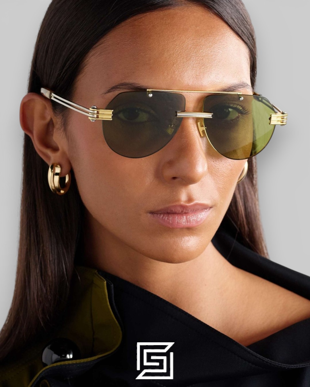 ⁦Bottega Veneta BV1342 002 Light Honey Lenses and Silver x Gold Frame Luxury Aviator Sunglasses⁩ - الصورة ⁦14⁩