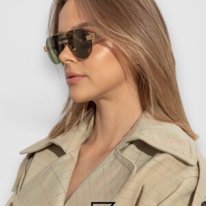 ⁦Bottega Veneta BV1342 002 Light Honey Lenses and Silver x Gold Frame Luxury Aviator Sunglasses⁩ - الصورة ⁦15⁩