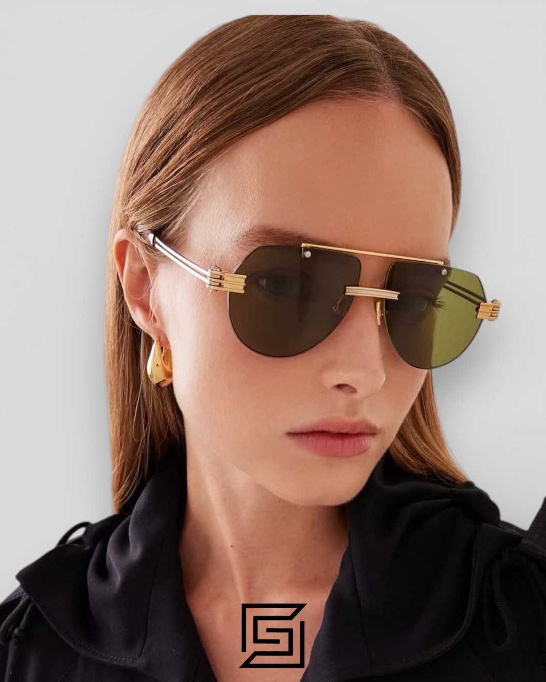 ⁦Bottega Veneta BV1342 002 Light Honey Lenses and Silver x Gold Frame Luxury Aviator Sunglasses⁩ - الصورة ⁦16⁩