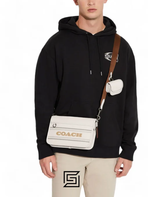 leather Heritage Convertible Crossbody With Coach Stripe CG998 - Image 4