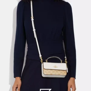 Bags,Leather,Women Mini Josie Top Handle Crossbody In Blocked Signature Canvas Style No. CC340 Coach