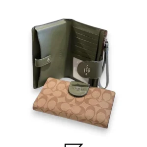 Leather,Wallets,Women Phone Wallet In Colorblock Signature Canvas Brown x Green Style No. C2874 Coach
