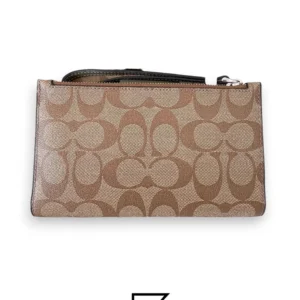 Leather,Wallets,Women Phone Wallet In Colorblock Signature Canvas Brown x Green Style No. C2874 Coach