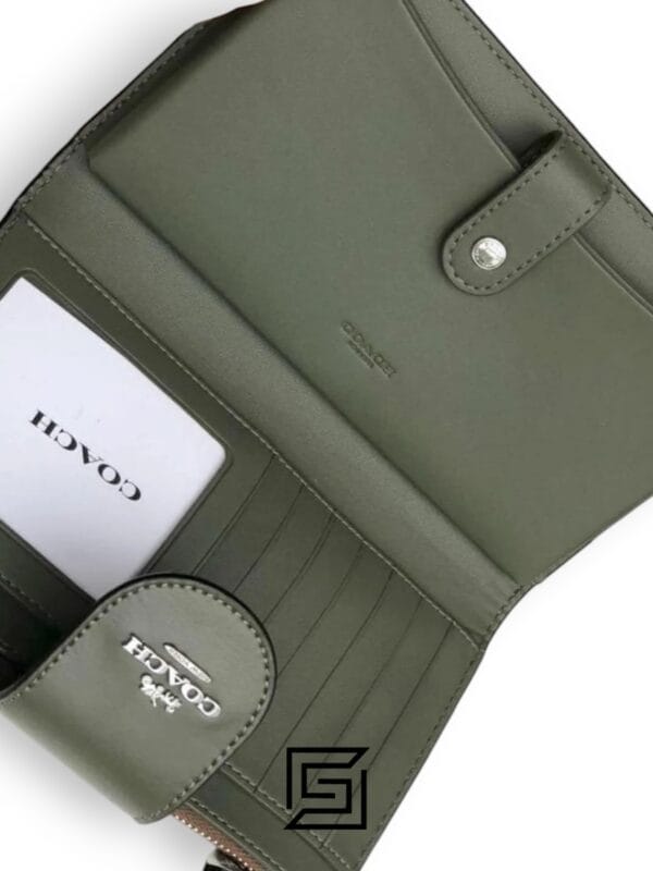 Leather,Wallets,Women Phone Wallet In Colorblock Signature Canvas Brown x Green Style No. C2874 Coach