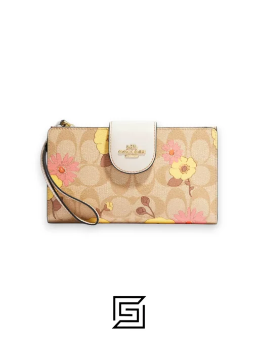 Phone Wallet In Signature Canvas With Floral Cluster Print Style No. CH720