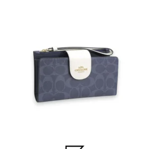 Leather,Wallets,Women Phone Wallet In Colorblock Signature Grey x White Style No. C2874 Coach
