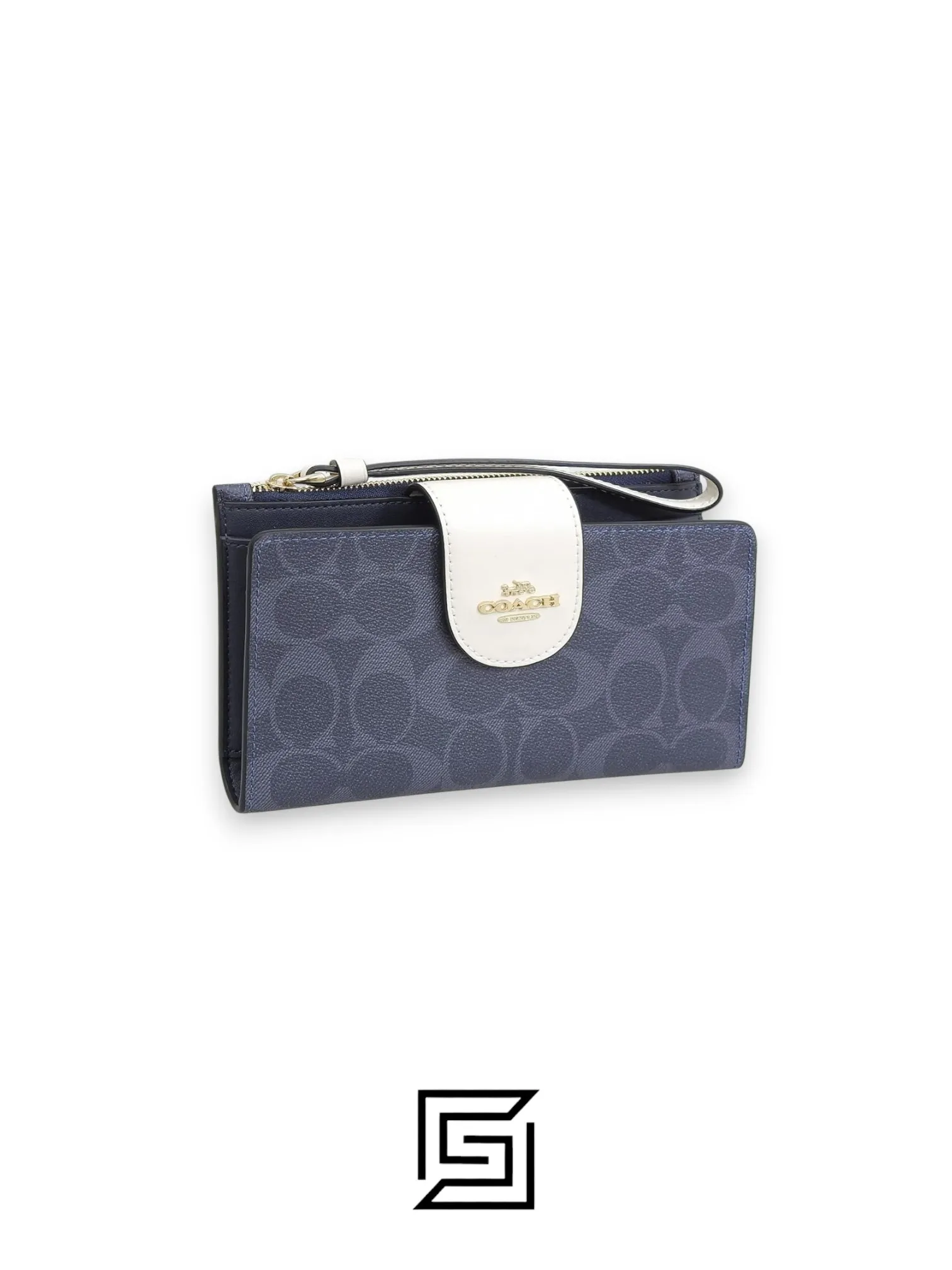 Leather,Wallets,Women Phone Wallet In Colorblock Signature Grey x White Style No. C2874 Coach