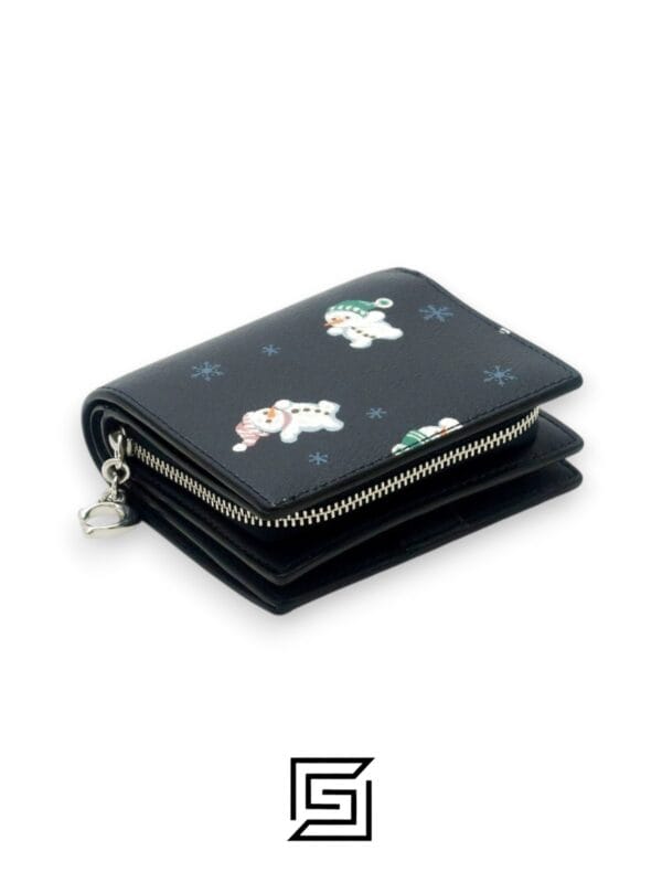 Leather,Wallets,Women Snap Wallet With Snowman Print Style C6941 Coach