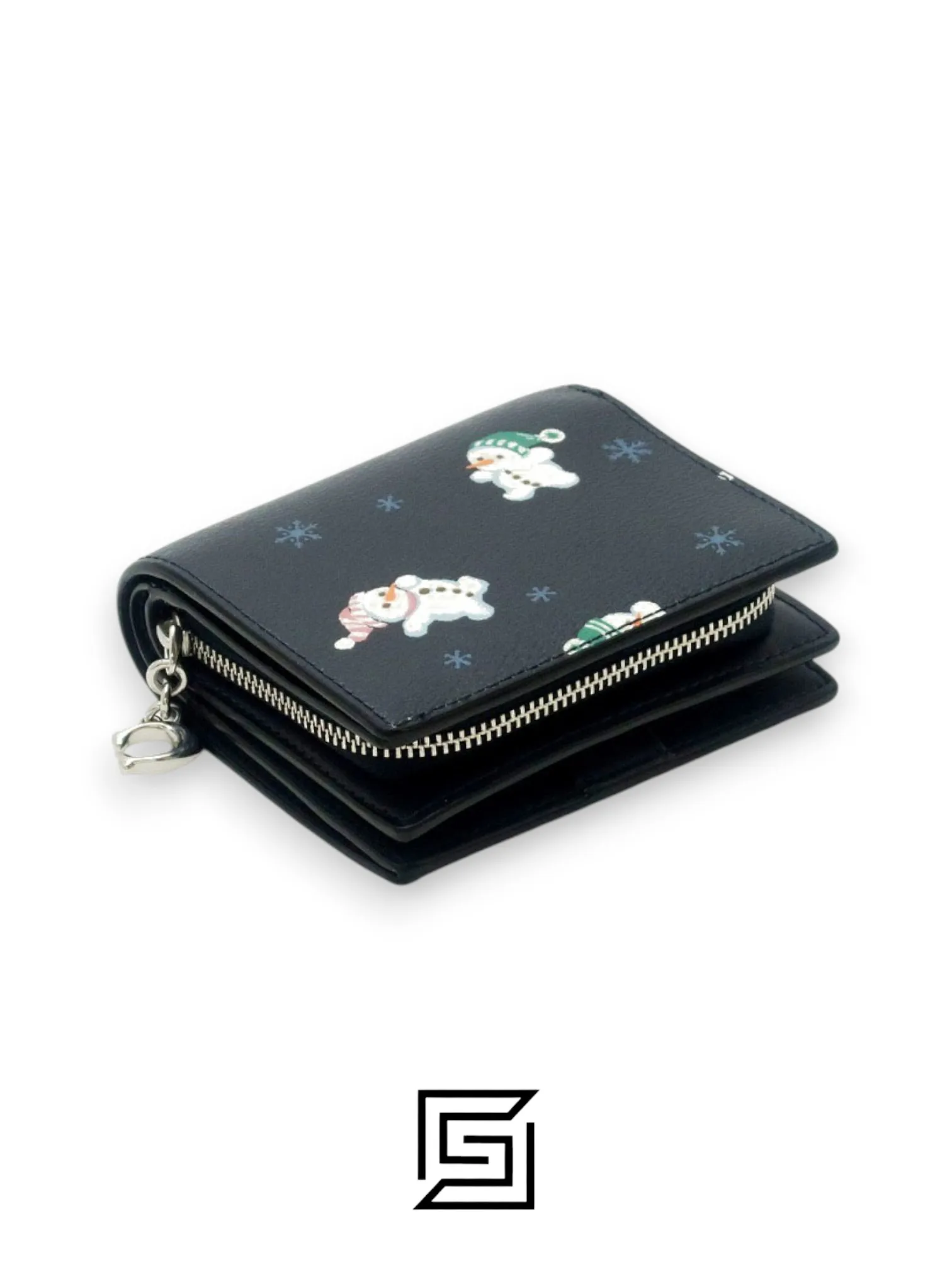Leather,Wallets,Women Snap Wallet With Snowman Print Style C6941 Coach