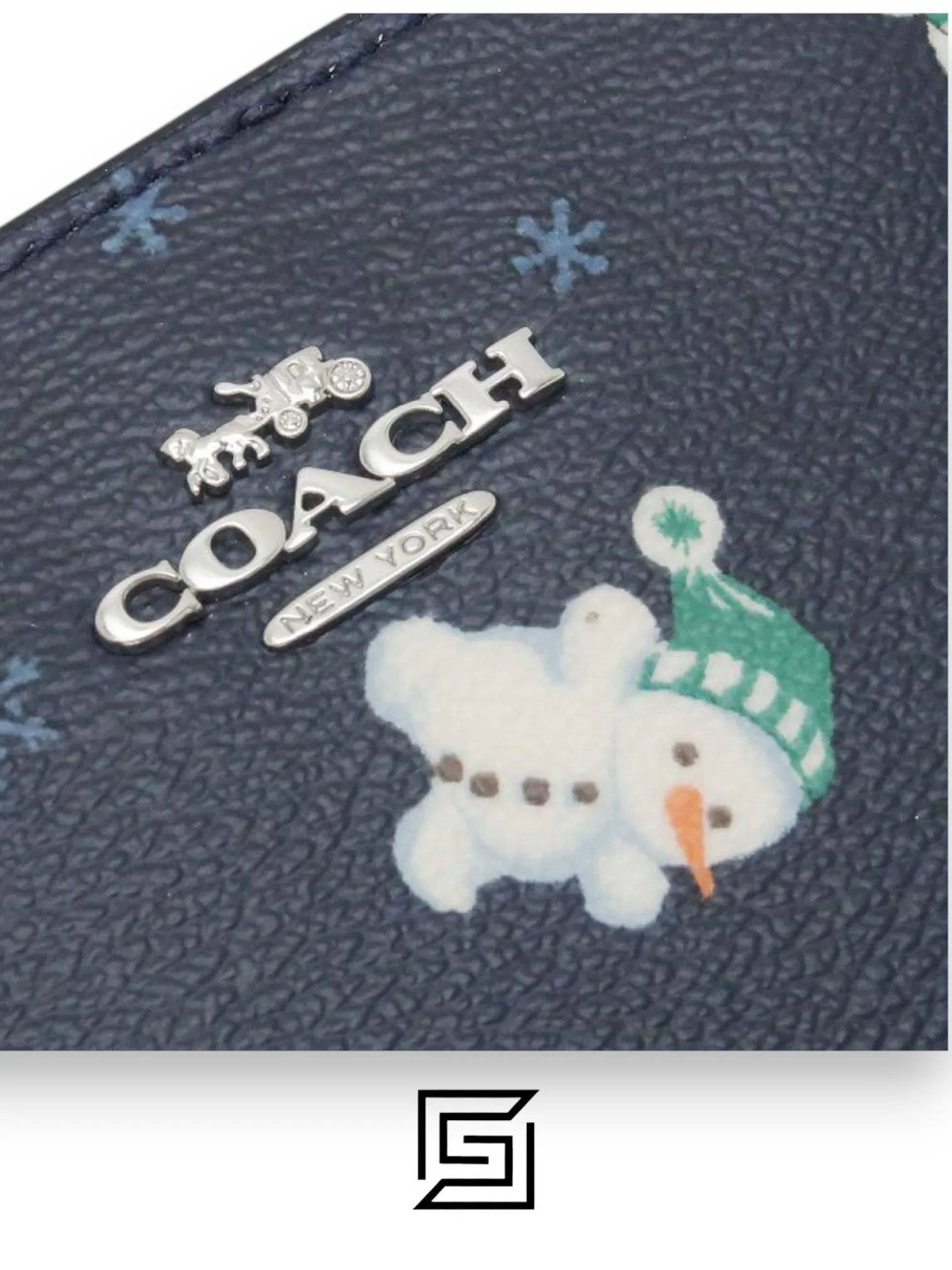 Leather,Wallets,Women Snap Wallet With Snowman Print Style C6941 Coach