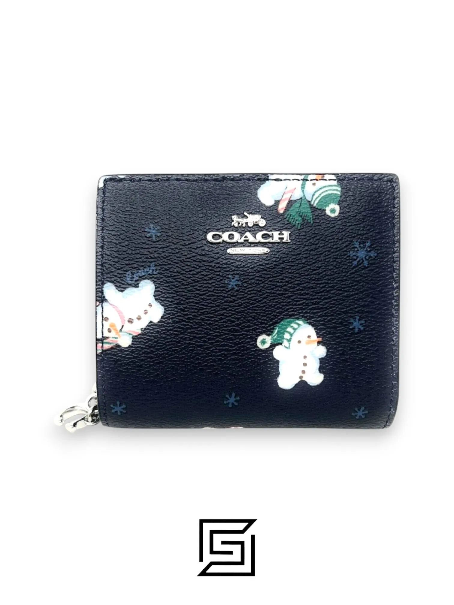 Leather,Wallets,Women Snap Wallet With Snowman Print Style C6941 Coach