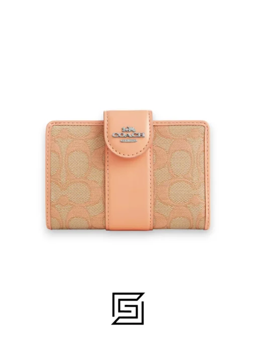 Medium Corner Zip Wallet In Signature Jacquard Style Number CT922 Orange