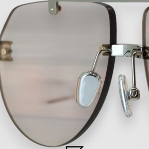⁦Bottega Veneta BV1342 002 Light Honey Lenses and Silver x Gold Frame Luxury Aviator Sunglasses⁩ - الصورة ⁦5⁩