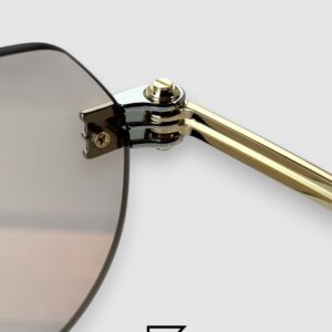 ⁦Bottega Veneta BV1342 002 Light Honey Lenses and Silver x Gold Frame Luxury Aviator Sunglasses⁩ - الصورة ⁦7⁩