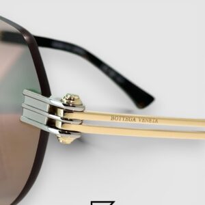 ⁦Bottega Veneta BV1342 002 Light Honey Lenses and Silver x Gold Frame Luxury Aviator Sunglasses⁩ - الصورة ⁦6⁩