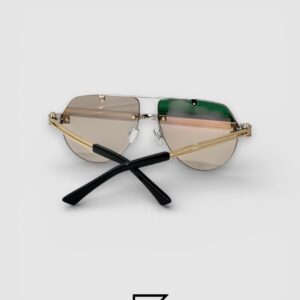 ⁦Bottega Veneta BV1342 002 Light Honey Lenses and Silver x Gold Frame Luxury Aviator Sunglasses⁩ - الصورة ⁦4⁩