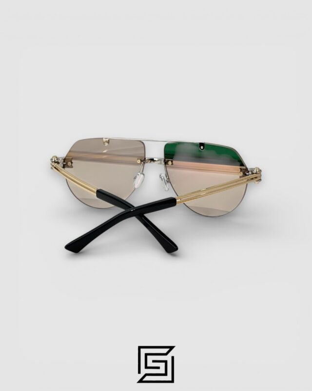 Bottega Veneta BV1342 002 Light Honey Lenses and Silver x Gold Frame Luxury Aviator Sunglasses