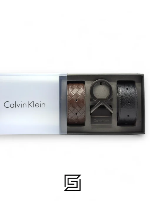 Calvin Klein leather CK BELT SET BLACK BOX Model 1