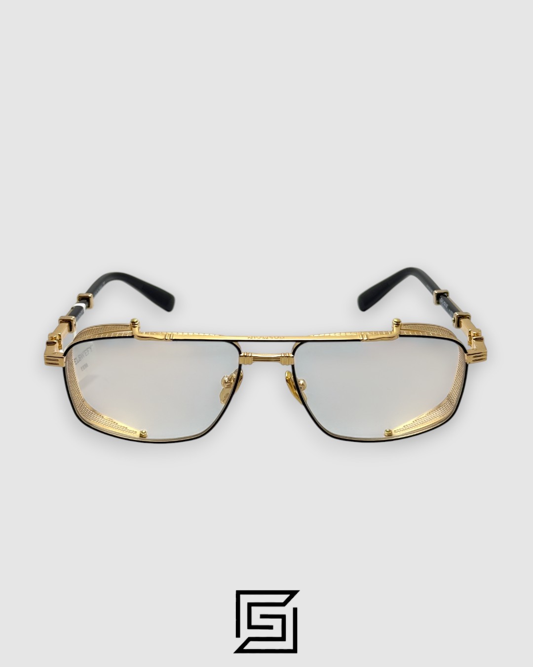 ⁦Balmain BRIGADE-V BPX-142E Eyewear - Gold and Black⁩ - الصورة ⁦2⁩