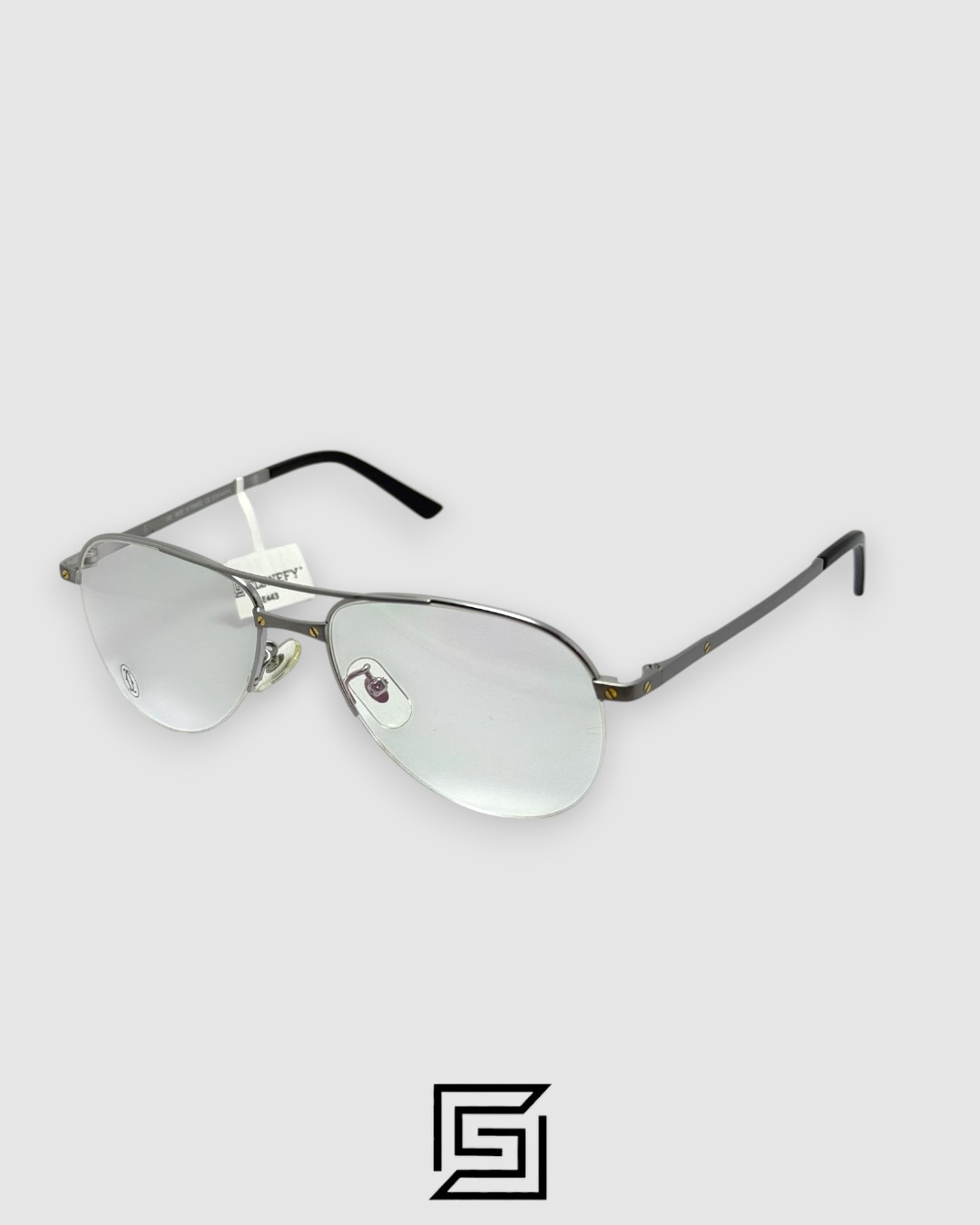 Cartier 5504464 Titanium Optical Glasses - Rimless Silver Aviator Frame