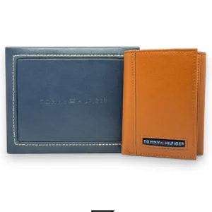Leather,Wallets,Men wallets New Box TOMMY SINGLE WALLET TRIFOLD FLAT/BROWN Tommy Hilfiger