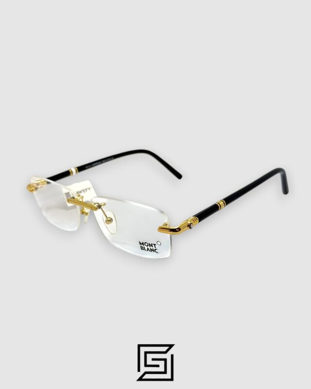 Montblanc MB0476 Rimless Optical Glasses - Gold Metal Frame with Black Temples