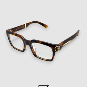 ⁦Product Title: PHILIPP PLEIN VPP082M Dark Shapes Eyeglasses - Tiger Gold Havana Frame⁩ - الصورة ⁦1⁩