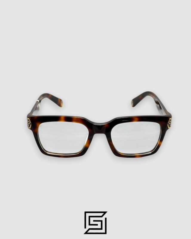 Product Title: PHILIPP PLEIN VPP082M Dark Shapes Eyeglasses - Tiger Gold Havana Frame