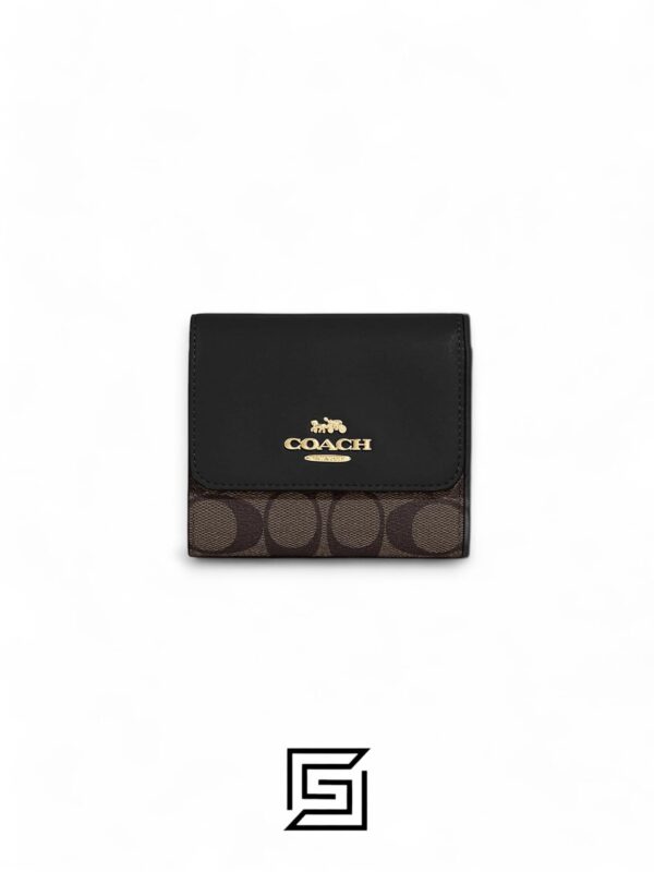 Leather,Wallets,Women Small Wallet In Signature Canvas Style No. F87589 Black Coach
