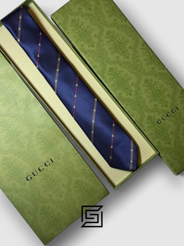Ties Gucci - Blue Color With Gold Small Bee Constant Small Pattern Gucci