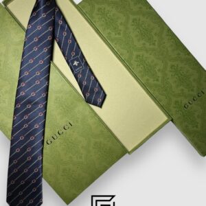 Ties Gucci - Striped Dark Blue With GG Small Pattern Gucci