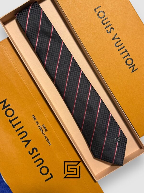 Ties Louis Vuitton - Black - Red Striped Italian Style Louis Vuitton