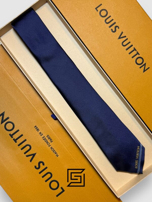 Ties Louis Vuitton - Navy Blue LV Yellow Logo End Of Tie Louis Vuitton