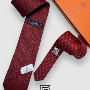 Ties Hermes - Maroon With Horse Pattern Italian Style Hermes