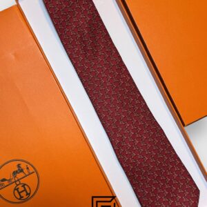 Ties Hermes - Maroon With Horse Pattern Italian Style Hermes