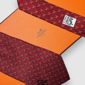 Ties Hermes - Maroon With Horse Pattern Italian Style Hermes