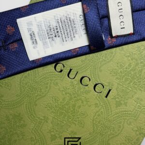Ties Gucci - Navy Blue Color With Brown Bee Pattern Gucci