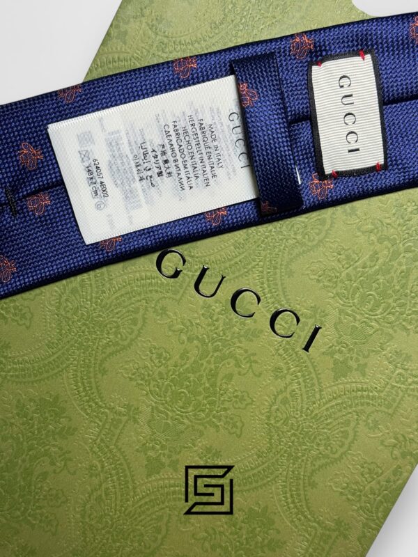 Ties Gucci - Navy Blue Color With Brown Bee Pattern Gucci