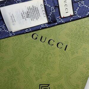 Ties Gucci - Navy Blue Color Big G Pattern With Silver Dots Gucci