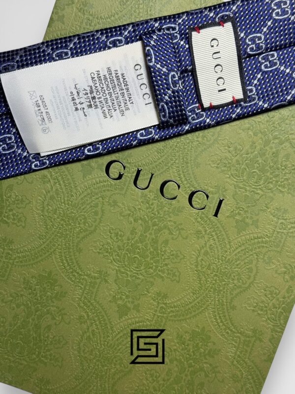 Ties Gucci - Navy Blue Color Big G Pattern With Silver Dots Gucci