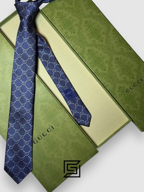 Ties Gucci - Navy Blue Color Big G Pattern With Silver Dots Gucci