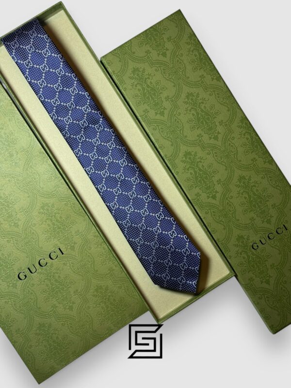Ties Gucci - Navy Blue Color Big G Pattern With Silver Dots Gucci