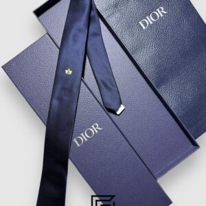 Ties Dior - Navy Blue Color With CD Yellow Bee Logo Dior
